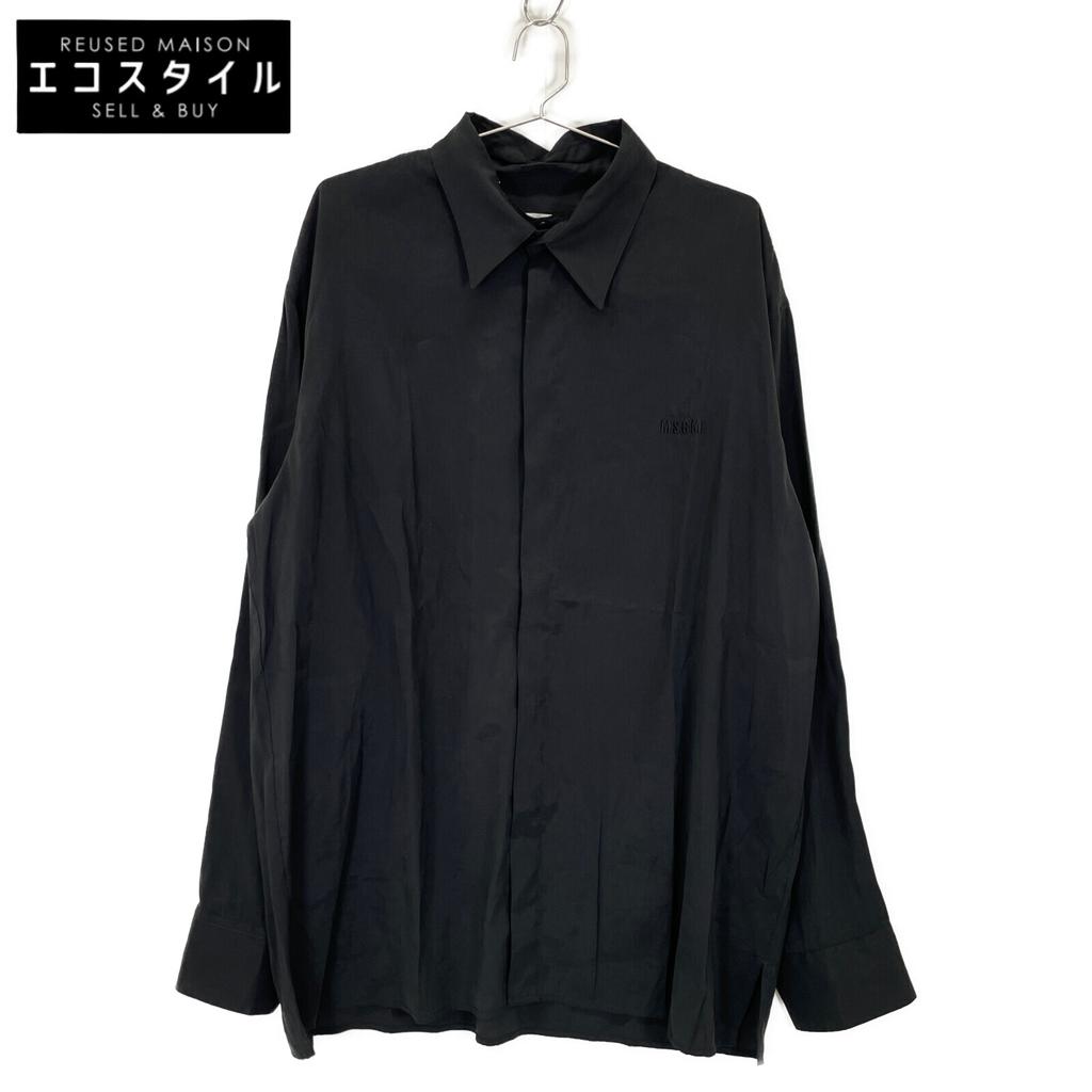 MSGM Black Lid Collar Fluid Shirt tops 41 blackUsed