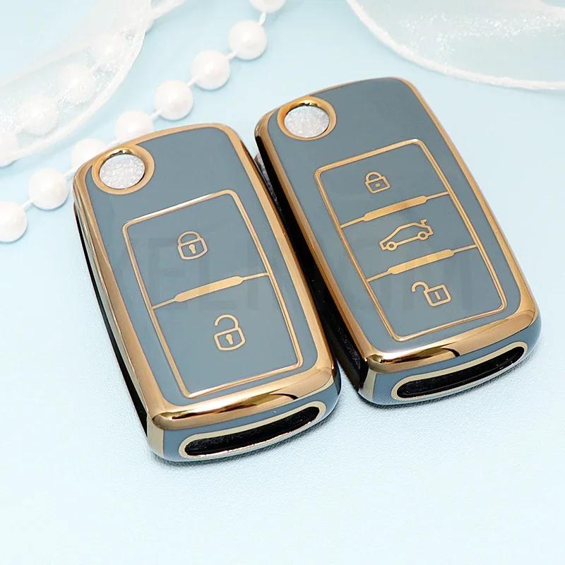 Módní obal na klíč od auta Plný kryt TPU Pro Volkswagen Pro VW Bora Polo Tiguan Jetta Passat B5 B6 B7 Golf Beetle pro Škoda Octavia