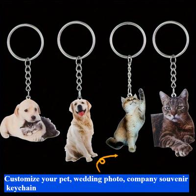 Personalisierter Haustier-Foto-Schlüsselanhänger - personalisierter Acryl-Schlüsselanhänger mit Foto Ihres Hundes oder Ihrer Katze, Abschlussgeschenk, Namensanpassung, Abschlussgeschenk