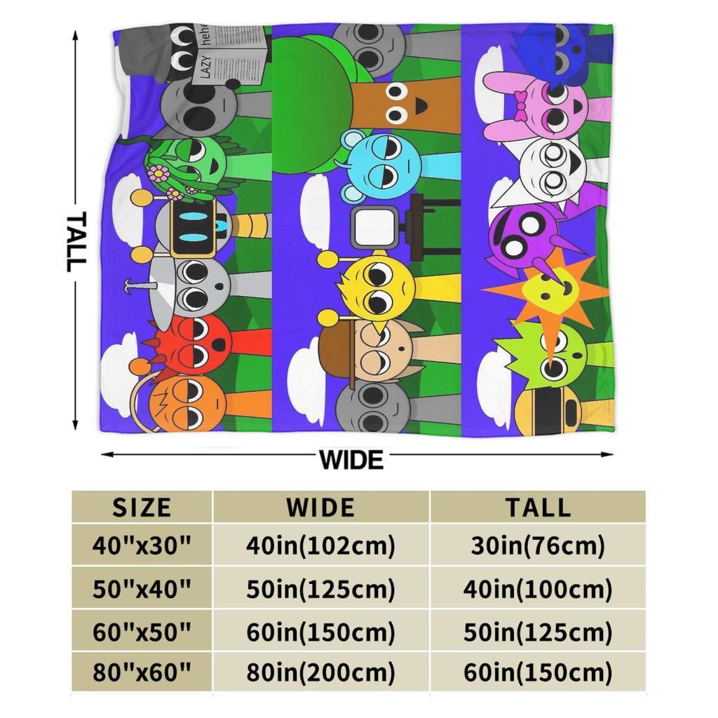Horror Sprunki Beats Music Game Blanket Flannel Funny Warm Throw Blankets for Home Restaurant Autumn/Winter,