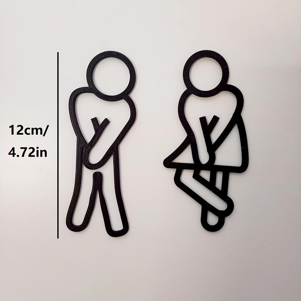 1Pcs Funny Bathroom Signs For Men Women Creative 2D Flat Restroom Door Decor Restaurant Hotel Cafe Toilet Signage Wall Sticker