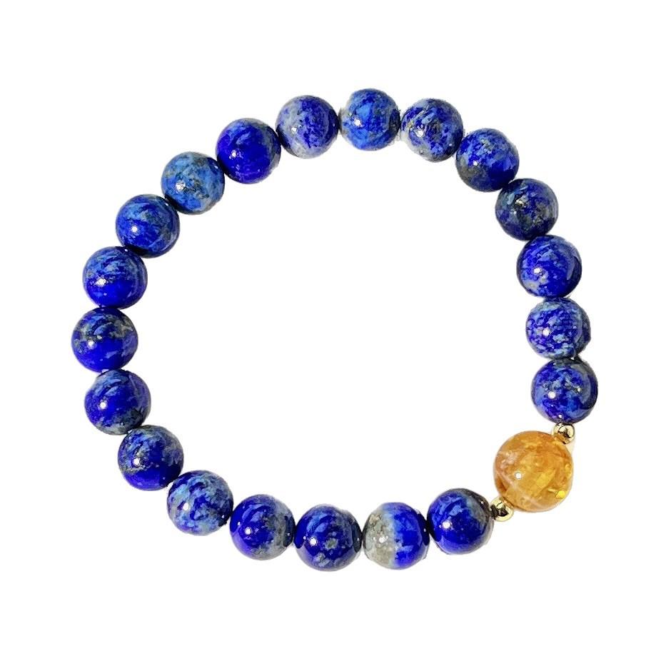 8Mm Natural Lapis Lazuli Citrine Design Sense Commuter Bracelet Bracelet