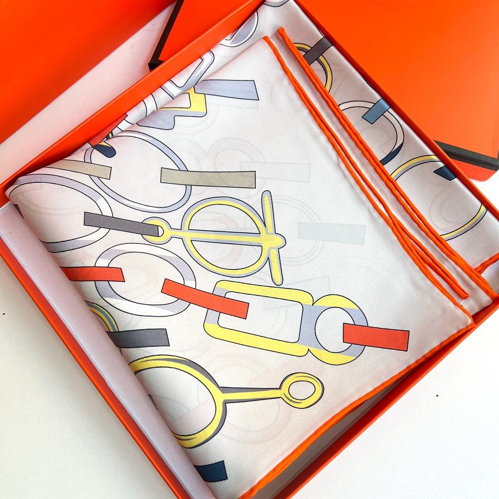 Chain 14 Mmi Twill Silk Scarf Women'S 90 Square Scarf Mulberry Silk Printing Air Conditioner Spring And Autumn Shawl Scarf