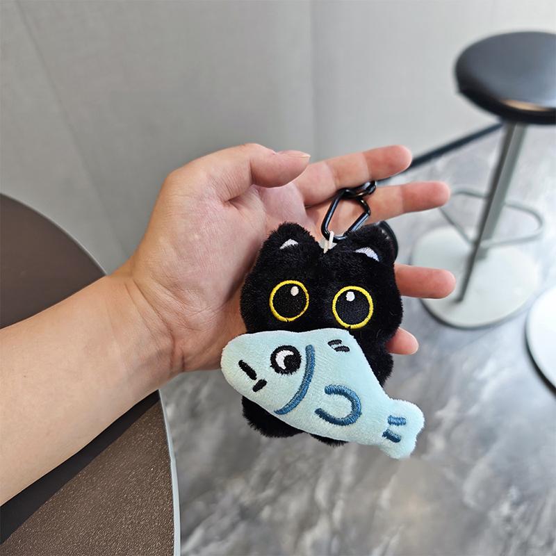 Quietschig Süße Schwarz Weiße Katze Plüschpuppe Kleiner Anhänger Schlüsselanhänger Cartoon Puppe Spielzeug Anhänger Schlüsselring Taschenanhänger Kindergeschenk