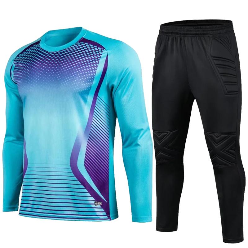 Herren Erwachsenen Fußball Torwart Uniform Schutzschwamm Fußball Langarm Kinder Training Torwart Fußball Trikot Oberteil Hose