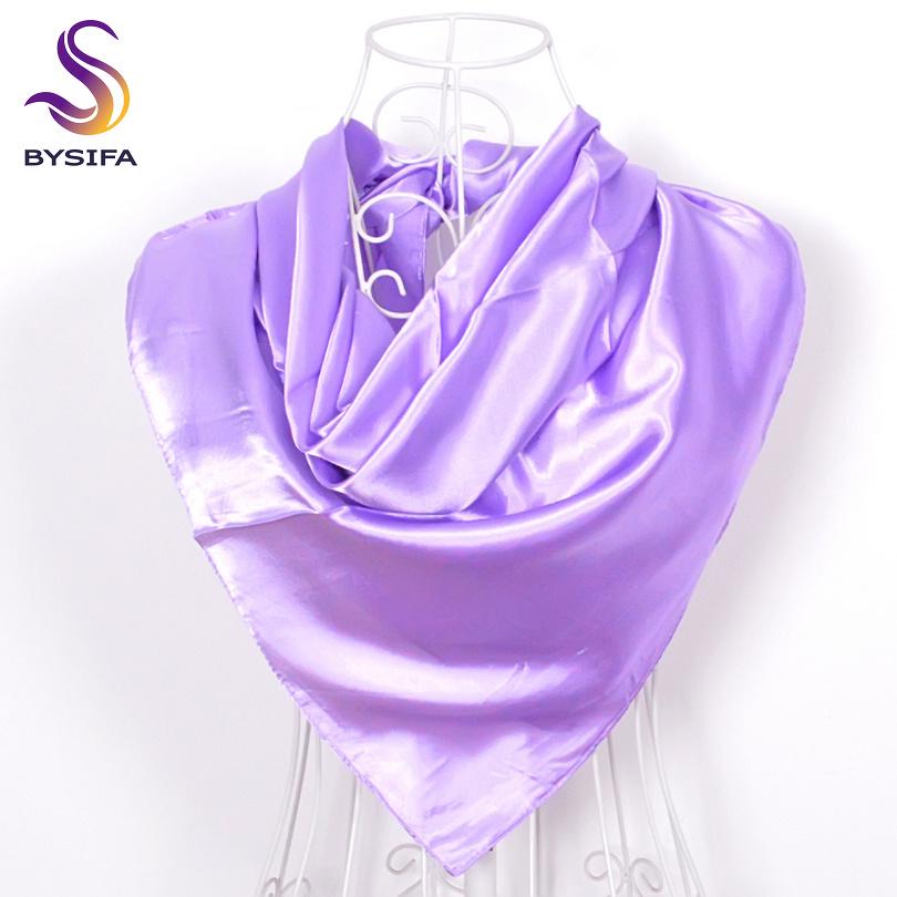 BYSIFA Ladies Plain Silk Scarves Trendy Fashion Accessories Spring Autumn Women Decorative Head Scarves New Purple Pink Scarves