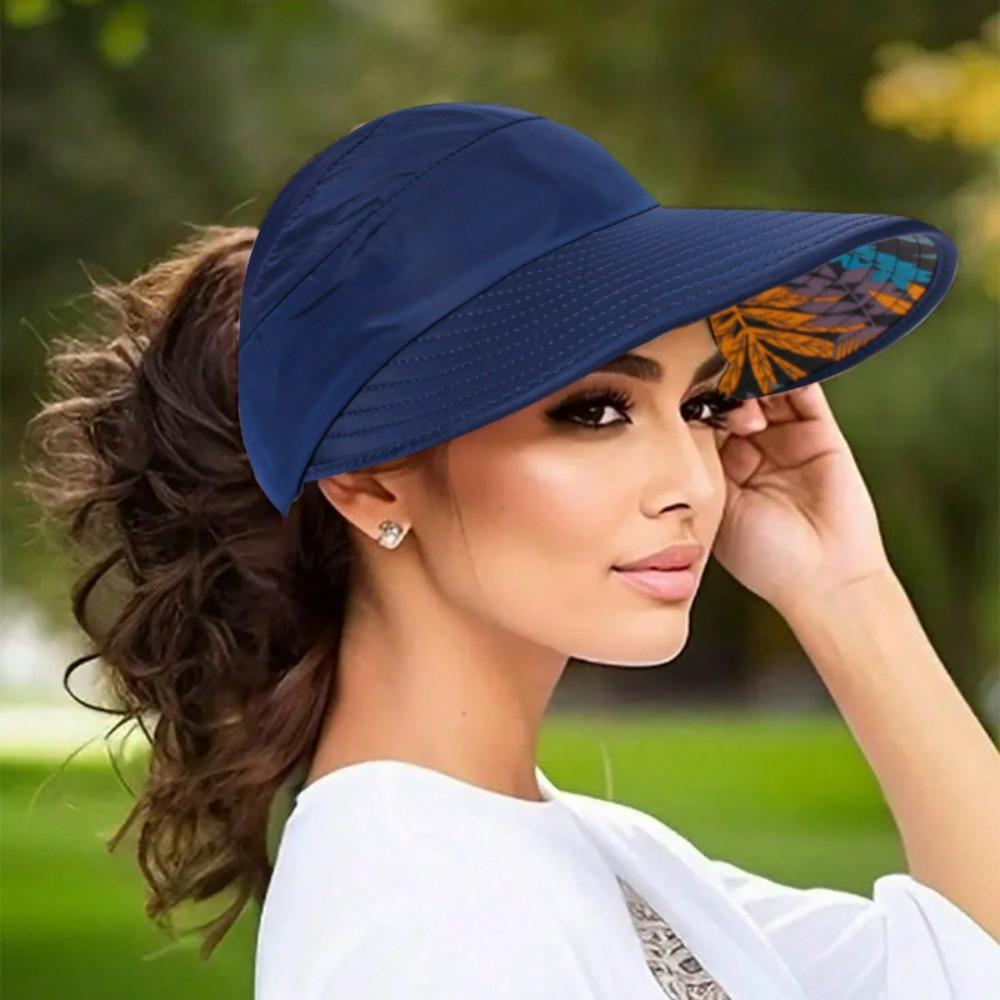 Fashionable Wide-Brim Sun Hat with Ponytail Hole - Bohemian Baseball Cap Design,Breathable Polyester, Perfect for Summer Outdoor