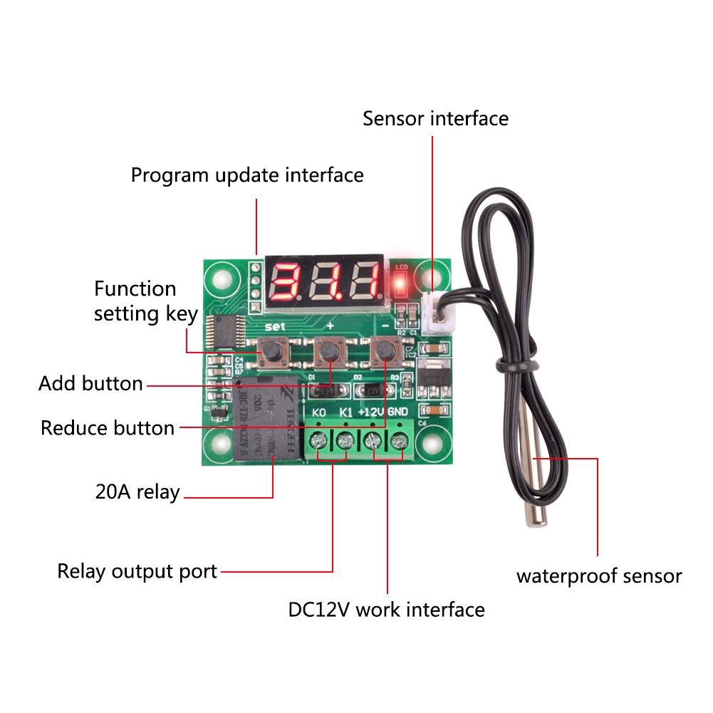 Buy W1209 Digital DC 12V Temp Thermostat Temperature Control Switch