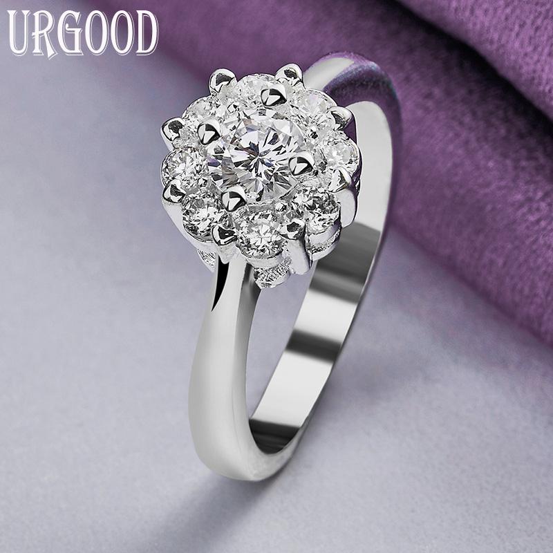 925 Sterling Silver Fashion AAA Zircon Ring Beautiful Gift Jewelry