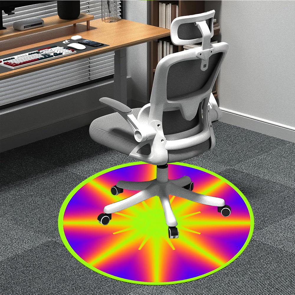 

1pc Rainbow Gradient Circle Chair Carpet for Office Non-Slip, Machine Washable Rug for Office, Room - Holiday Decor, Machine Made yy251016093 80cm by 80cm