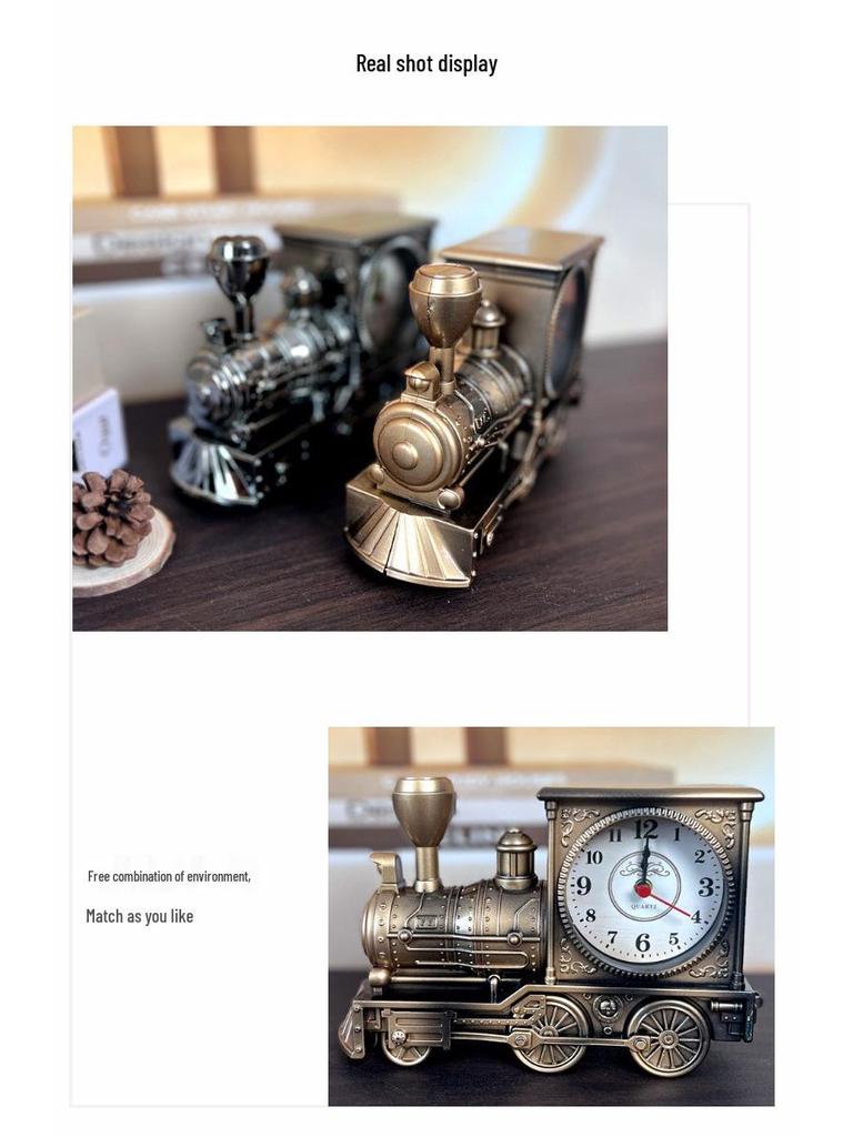 Vintage Locomotive Alarm Clock - Wake-Up & Back-to-School Gift for Students