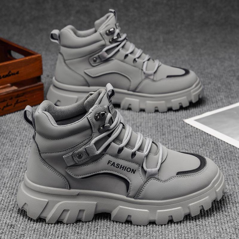 Martin Boots Men's Shoes Autumn New Breathable High-top Tooling Shoes Men's Trend Versatile Thick-soled Non-slip Casual Short Boots