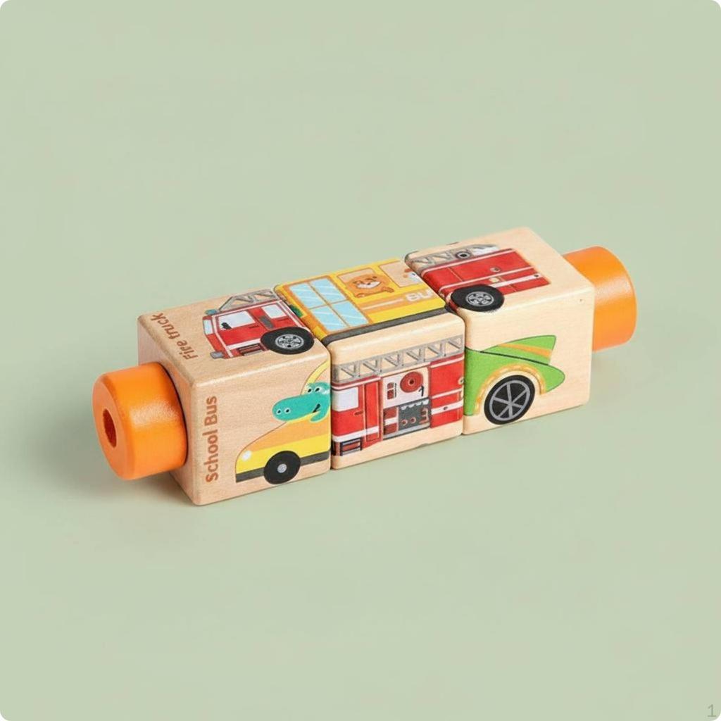 Wooden Rotating Cube Toy Educational Block Puzzle HandEye Coordination 3D Picture