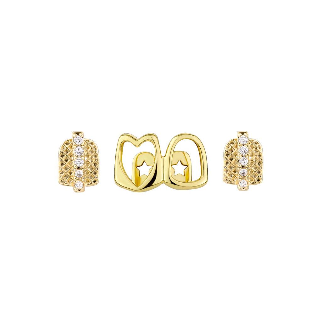Heart-Shaped Hollow Out Gold Grillz: Trendy Hip-Hop Tooth Jewelry for Christmas