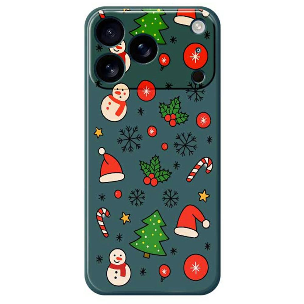 For iPhone 17 Pro Max Case Christmas Elements Pattern Printing Straight Edge TPU Phone Back Cover
