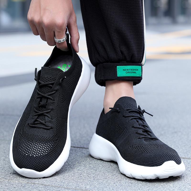 Four Seasons Breathable Flying Weaving Men's Shoes Lightweight Running Shoes Fashion Mesh Shoes Large Size Casual Shoes Women's Sneakers