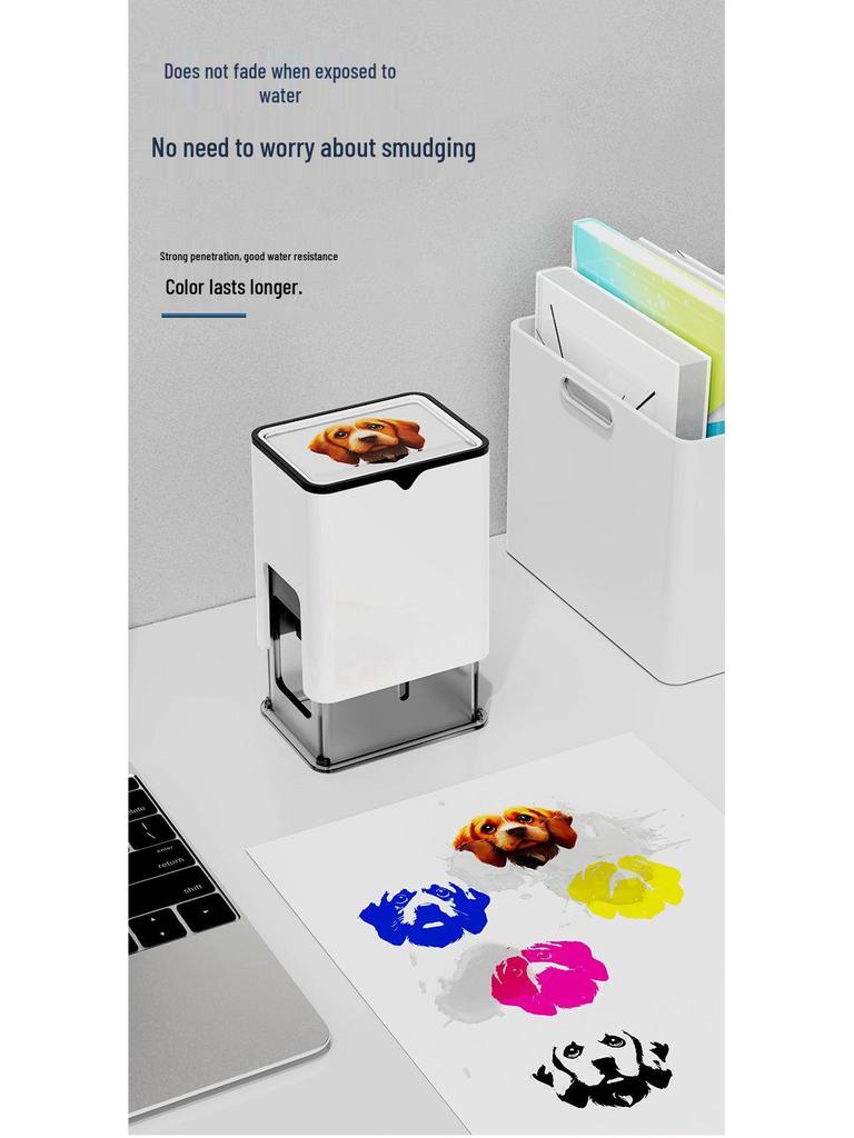 Stackable Four-Color Stamp with Automatic Pop-Up Lid, Clear Imprint, Customizable Patterns - Upgraded Design.