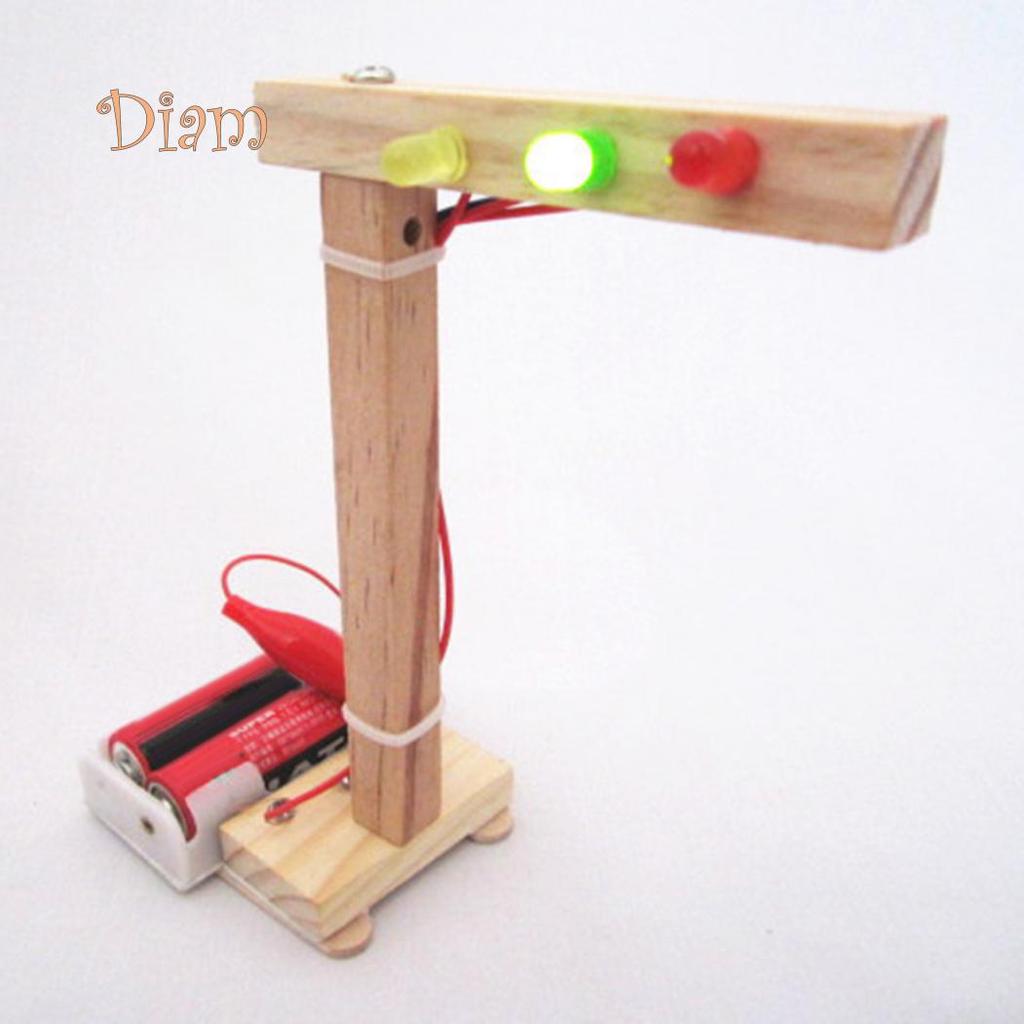 OBS DIY Assembled Wooden Traffic Lights Model Science Technology Education Kids Toy