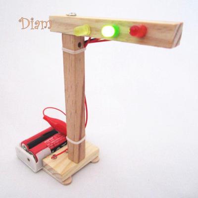 OBS DIY Assembled Wooden Traffic Lights Model Science Technology Education Kids Toy