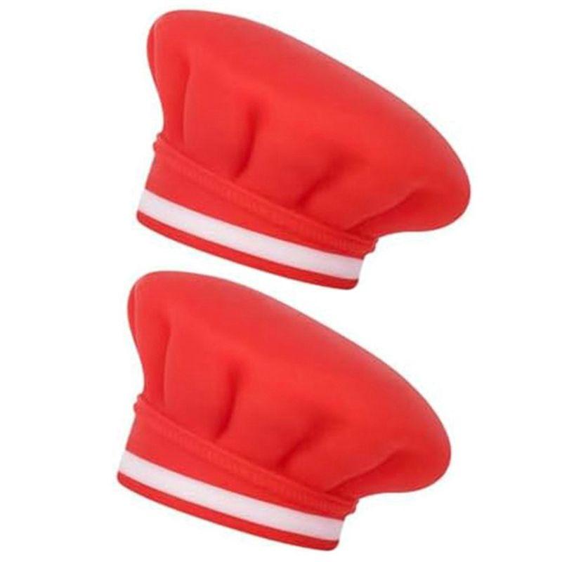 

AEE4-2Pcs Reusable Silicone Wine Stopper,Chef Hat Shaped Champagne Beverage Stoppers червоний