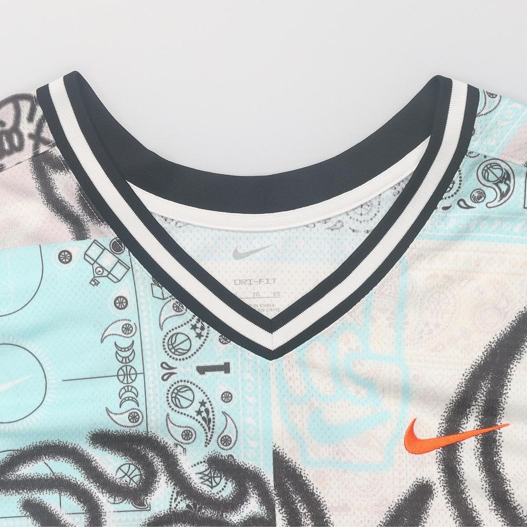Nike SS23 Basketball Series DNA CHBL Full Print V-Neck Quick-Dry Sleeveless Jersey Men Tops Pink Blue HF6141-418