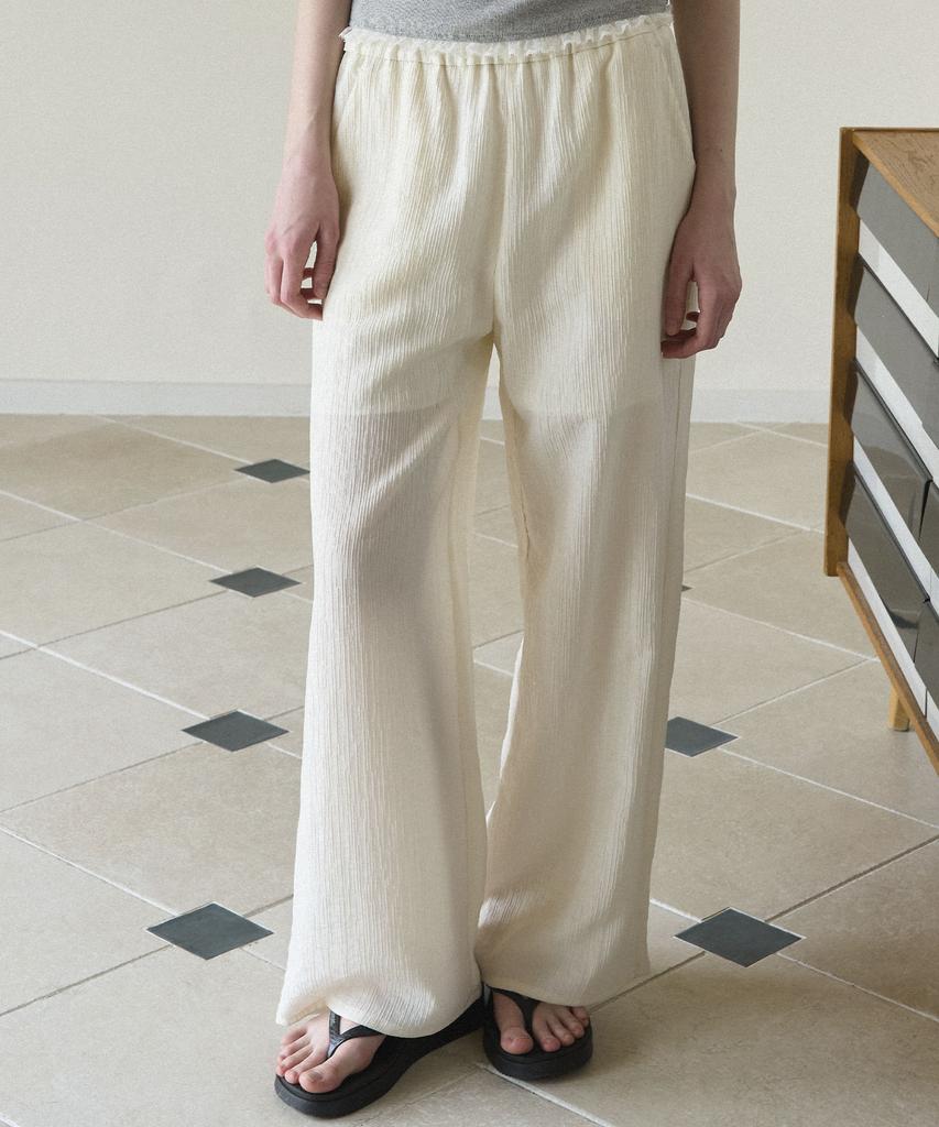 SO IR (2Color)Wrinkle Wide Banding Pants