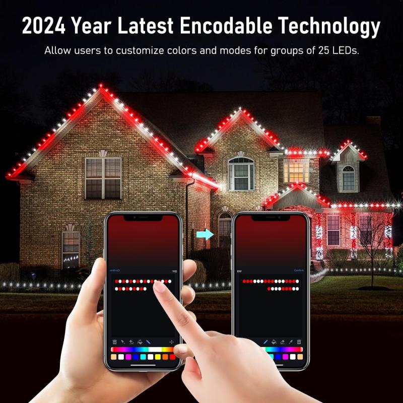 33FT Smarte Lichterkette Erweiterbar C9 DIY Farbwechsel APP Fernbedienung Halloween Musik Timer 50 LED Wasserdichte Programmierbare Lichter