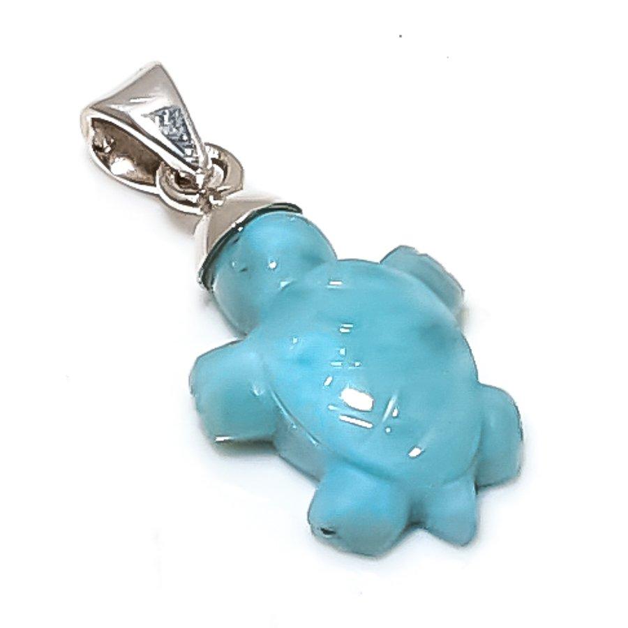 

Natural Larimar Gemstone Handmade 925 Sterling Silver Jewelry Pendant 1.18 L9u61
