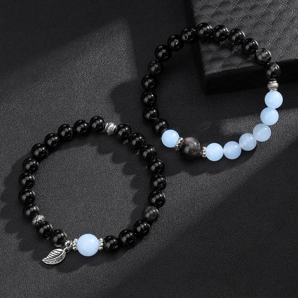 Cosmic Sailing Natural Black Obsidian Bohemian Crystal Bracelet