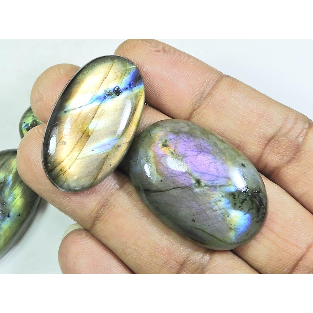 20X35-23X40MM Natural Multi Purple Labradorite Oval Cabochon Gemstone 4Pcs LL-950