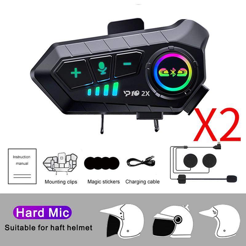 Interfono per casco da moto YP10 Bluetooth 5.3 Auricolare 300M Intercomunicador Comunicazione di guida Interfono wireless Lettore musicale impermeabile Auricolare