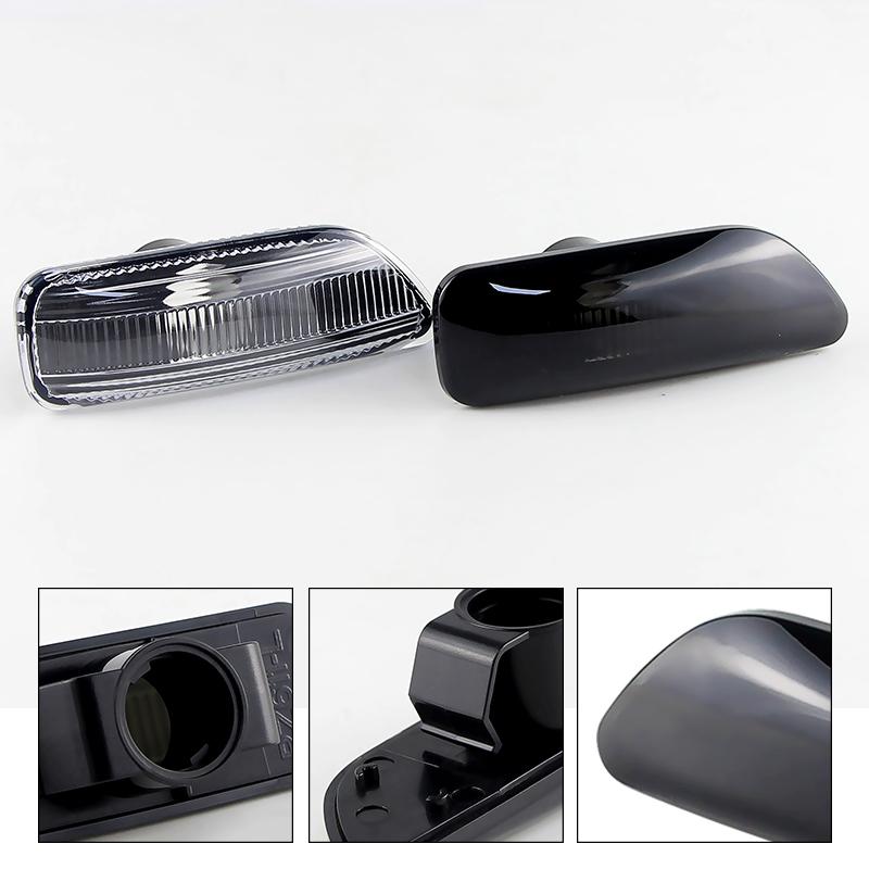 2PCS Car Front Side Marker Turn Signal Light Cover Housing For Volvo S60 S80 MK1 V70 MK2 XC70 XC90 MK1 Smoked/Clear Lens No Bulb
