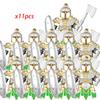 11Pcs Medieval Stormwind Soldiers Golden Knights Building Blocks Accessories Helmet Sword Weapons Action Figures Kids Toys Gifts