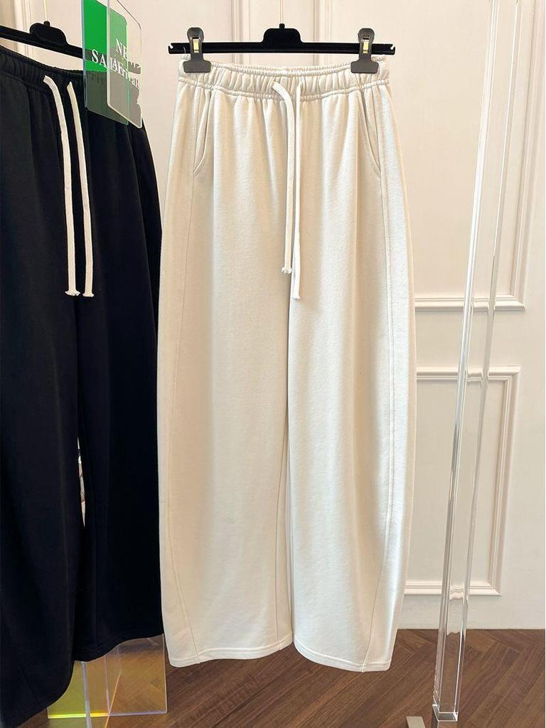 Spring Gray High-Waisted Casual Women's Wide-Leg Sweatpants