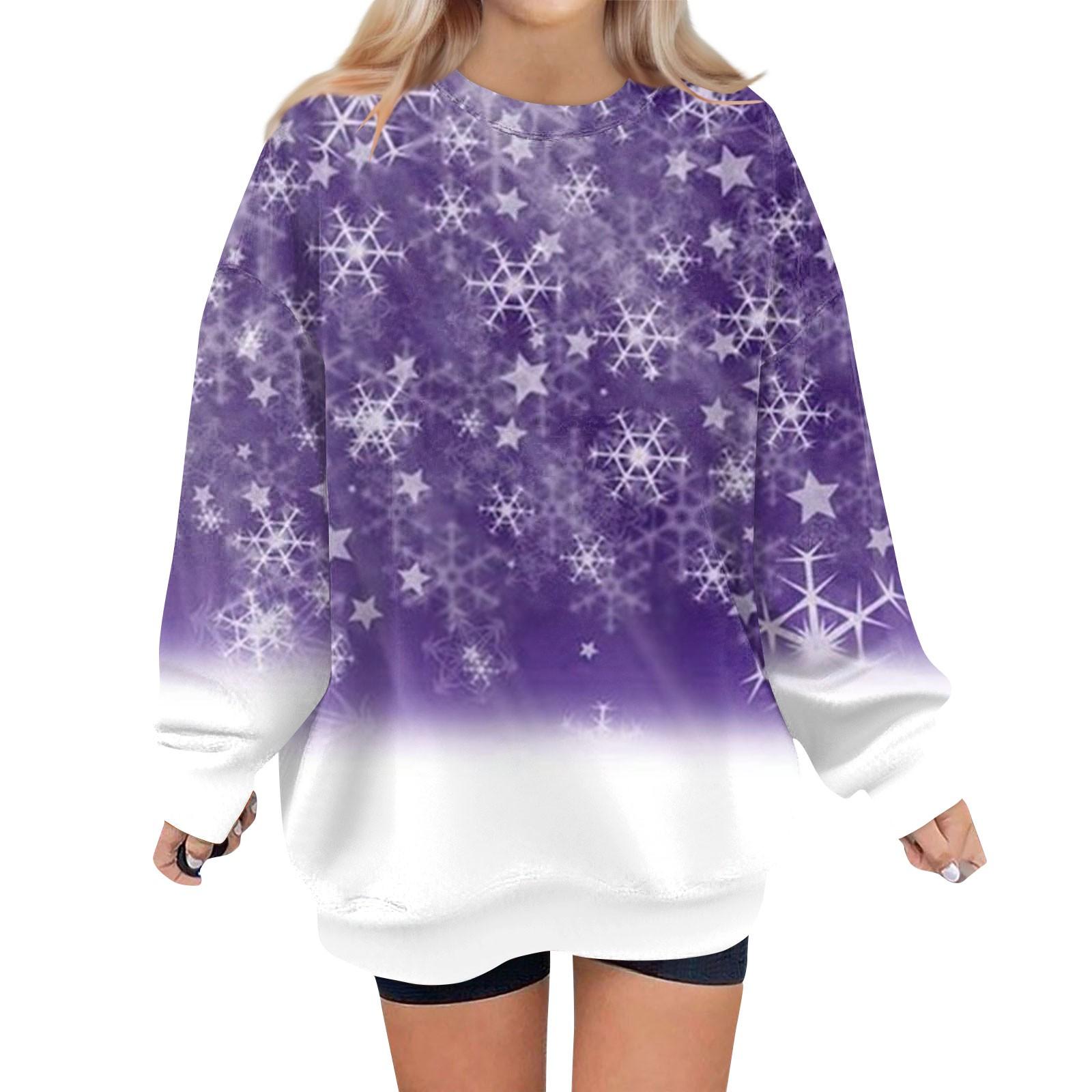 Женский свитер с круглым вырезом и длинными рукавами с рождественским принтом — фото 6