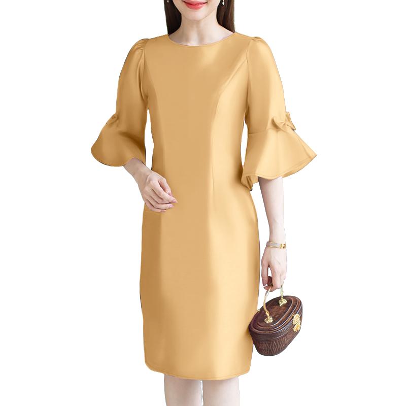 

ZANZEA Womens Summer Flare 3/4 Sleeve Solid Color Casual Dress