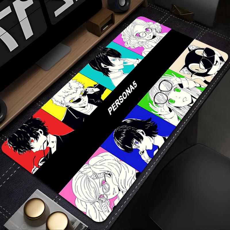 Gaming Mouse PadLarge Desk Mat AntislipStitched EdgesPersona Colorful Character Print Keyboard Pad for Gamer Home Office