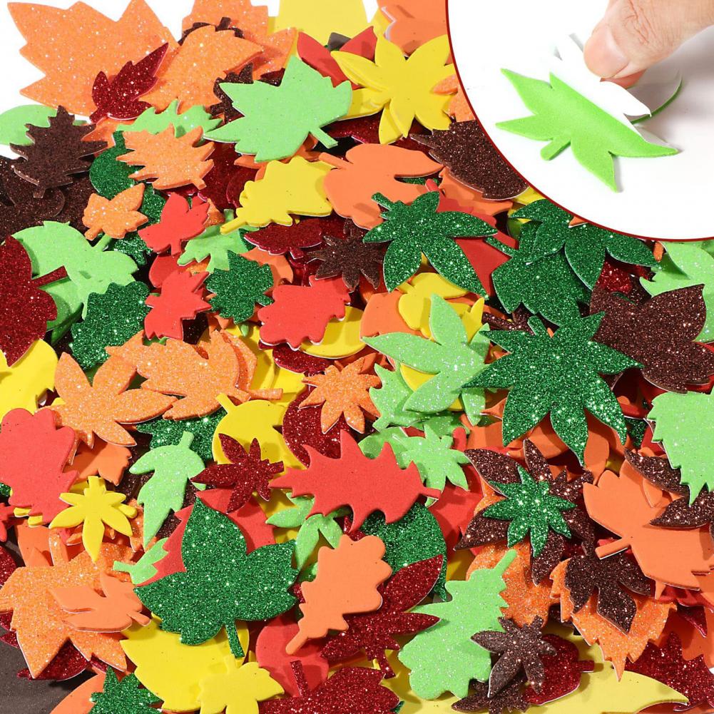 Fun Colorful Foam Stickers High-quality Foam Stickers Fall Glitter Foam Stickers Set 500pcs Self-adhesive Maple Leaf for Kids
