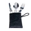 Outdoor Tableware Three-piece Portable Camping Mountaineering Cutter Fork Spoon Set Folding Stainless Steel Tableware