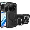 Shockproof Case - E.F.CONNECTION - For Xiaomi Redmi A3 - Black - Ring Stand - Sliding Camera Protection