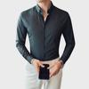 Men's Slim Fit Striped Long Sleeve Shirt - British Style, Trendy Spring/Autumn Casual Wear