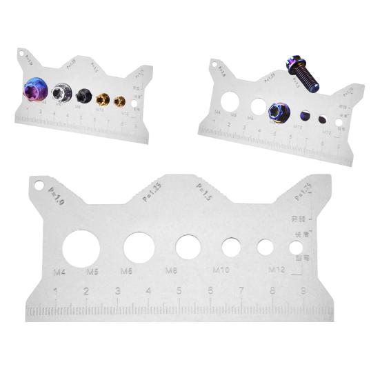 Screw Measuring Ruler with Thread Recognizer Lightweight Compact Bolt Length Checker Stainless Steel Bolt Size Tool