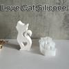 Flexible Silicone Mold for Creating Hollowed Heart Cats Figurine Pendants Candle Soap Making Mould Expoy Resins Mold