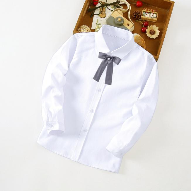 Cute Girls Bow Knot White Shirt Children's JK White Shirt Performance Clothes Middle Children's White Shirt Spring Autumn Short Sleeve Shirt