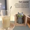 4Pcs Cute Cat Box Coaster Set Cat Shaped Coasters Non Slip Hot Pads Kitten In Box Coasters Desk Coffee Table Decor for Cat Lovers