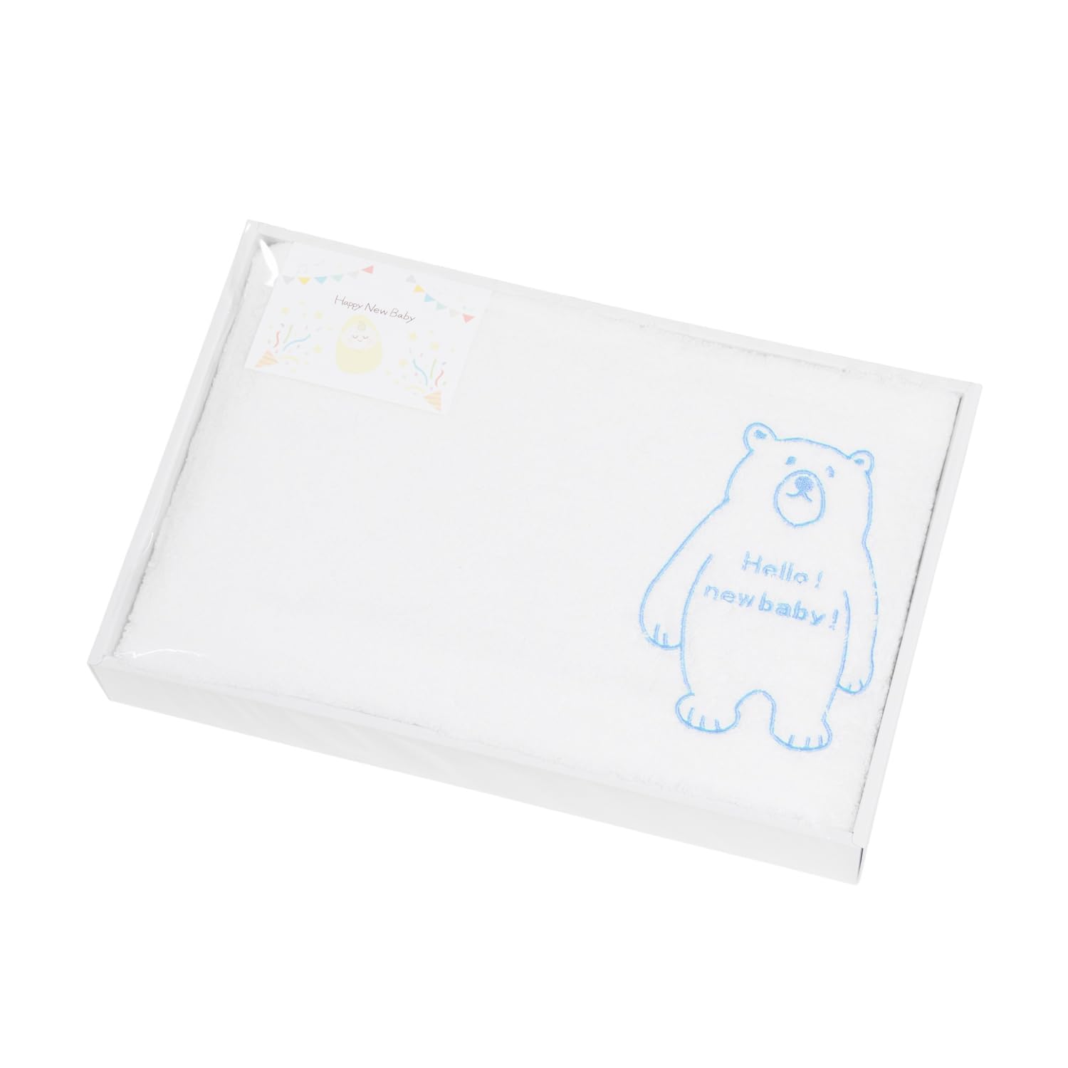 

Imabari Bath Towel, Embroidered, Perfect for Baby Showers, Girls and Boys, Thick, Imabari Towel, Gift, Present, Celebration Gift (White x Blue)