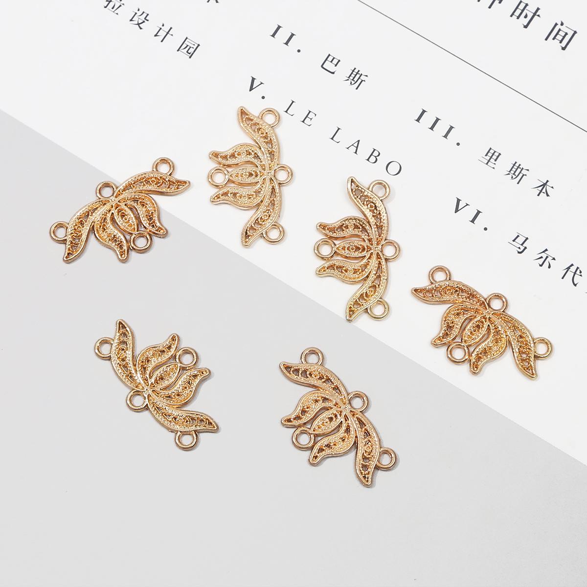 

5/10 шт. Металлические подвески-лотосы, подвески-соединители для самостоятельного изготовления ювелирных изделий, аксессуары 23x13mm 10pcs розового золота