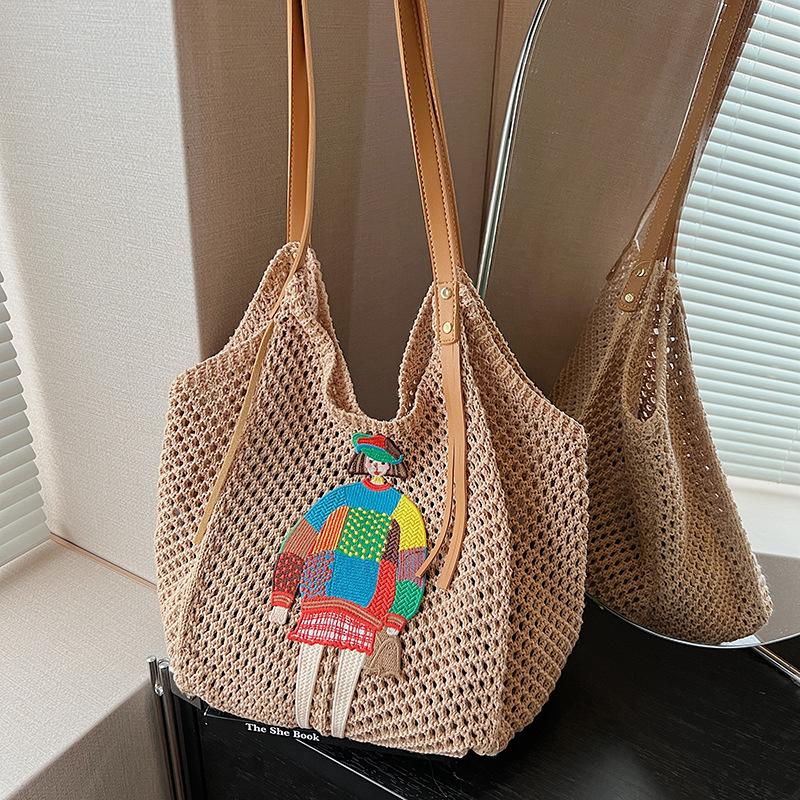 Lazy style fashion knitted bag women's new shoulder armpit bag large capacity commuter tote bag