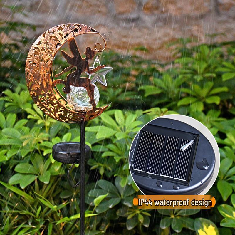 Solar Outdoor Iron Moon Fairy Garden Lamp