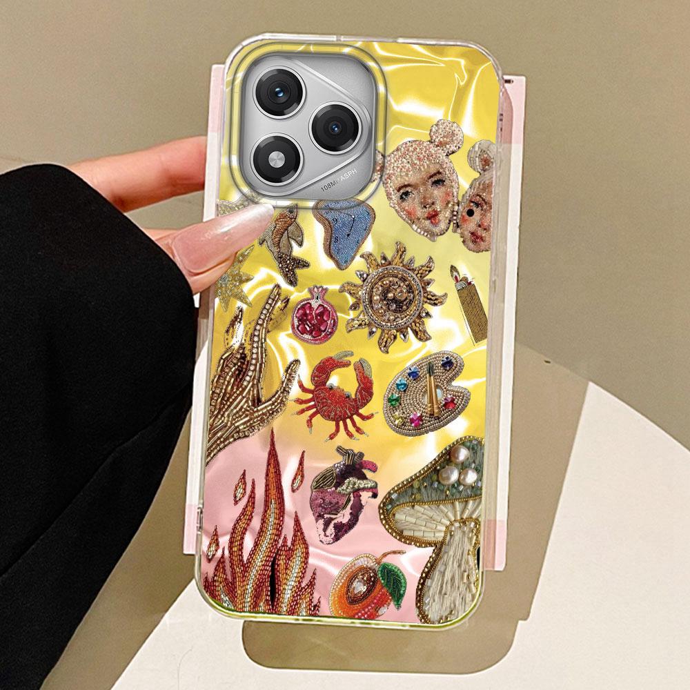 

Purple Face Sun Stars Women Girls Phone Case for Honor 400 200 90 Smart Pro X9a X9c X8b X8a X8c X7c X6c Magic7 6 5 70 Lite Cover Honor X7b 4G білий